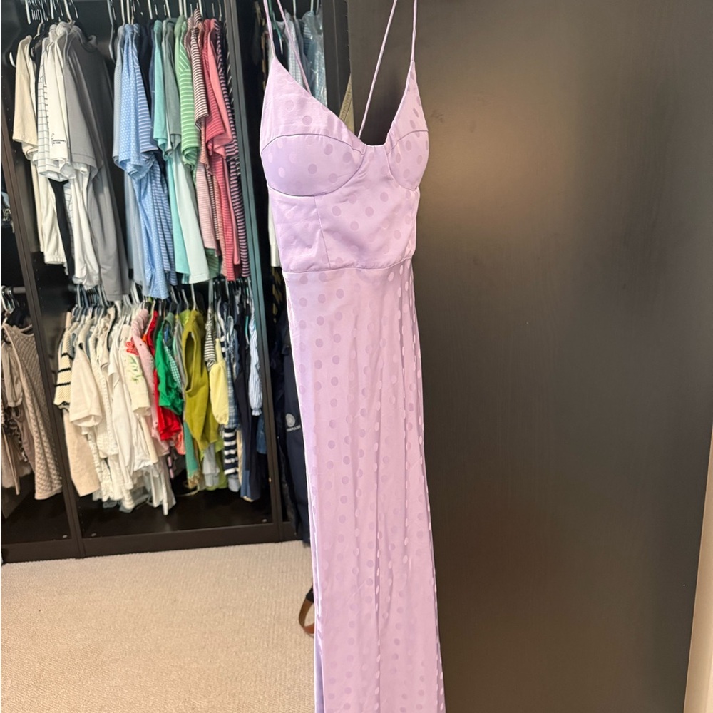 Away Lilac Polka Dot Maxi Slip Dress